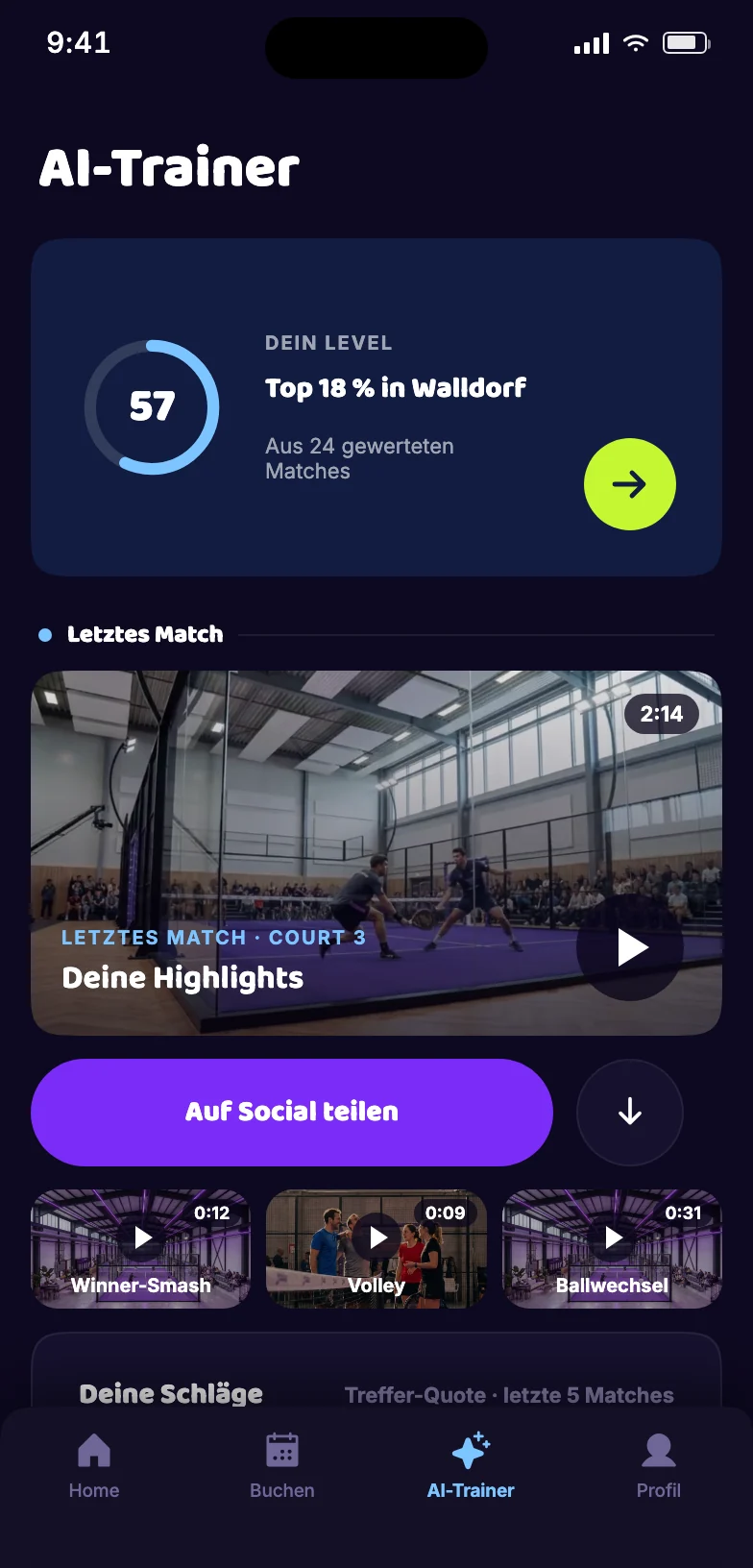 AI-Trainer: Level, Highlights und Tipps nach dem Match