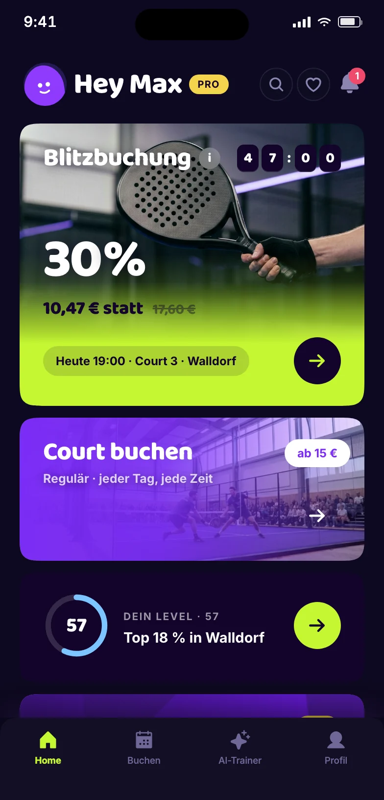 Blitzbuchung: ausgewaehlte Slots zum reduzierten Platzpreis